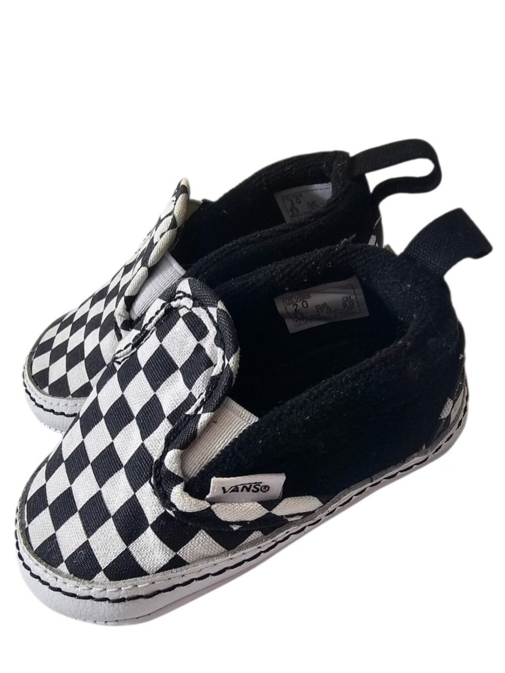 Vans-Shoes-Black & White Checkerboard-Soft Soles-Size US 2.0 Infant Shoes.